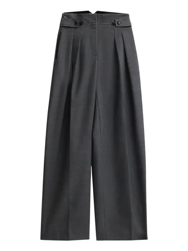 Women's Pleat-Front Tropical Wool High-Rise Trousers