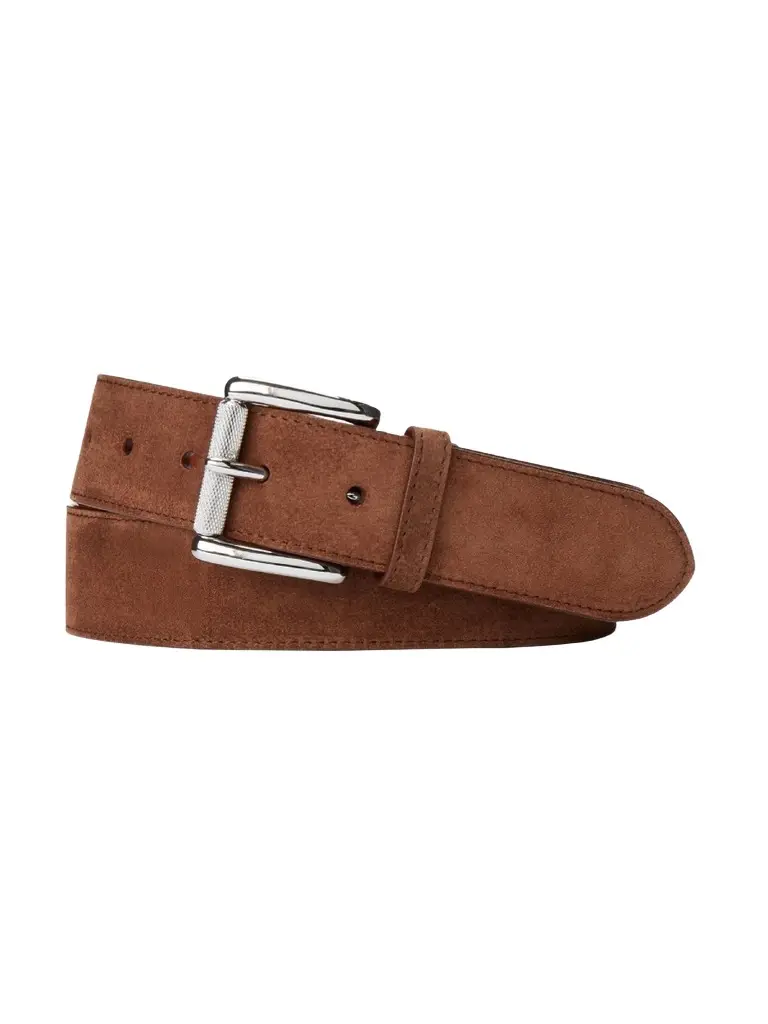 Ralph Lauren Purple Label Men's Roller Buckle Suede Belt