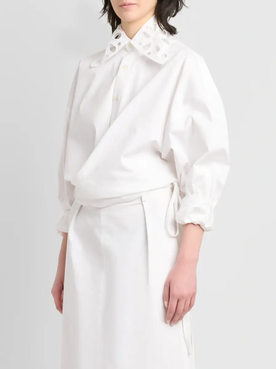 MOSCHINO Women's Eyelet-Collar Stretch-Cotton Blouse | Thumbnail 4 MOSCHINO Women's Eyelet-Collar Stretch-Cotton Blouse | Thumbnail 4