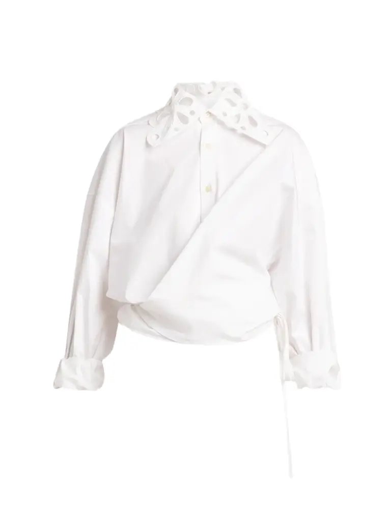 MOSCHINO Women's Eyelet-Collar Stretch-Cotton Blouse