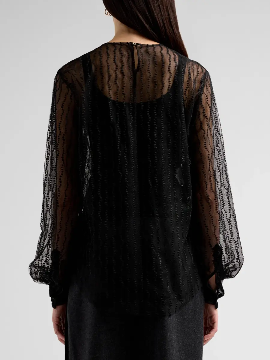 Alberta Ferretti Women's Striped Sheer Blouse | Thumbnail 3 Alberta Ferretti Women's Striped Sheer Blouse | Thumbnail 3