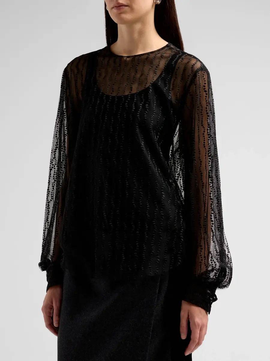 Alberta Ferretti Women's Striped Sheer Blouse | Thumbnail 4 Alberta Ferretti Women's Striped Sheer Blouse | Thumbnail 4