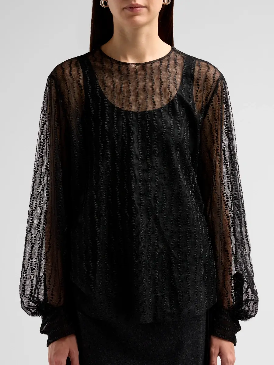 Alberta Ferretti Women's Striped Sheer Blouse | Thumbnail 5 Alberta Ferretti Women's Striped Sheer Blouse | Thumbnail 5
