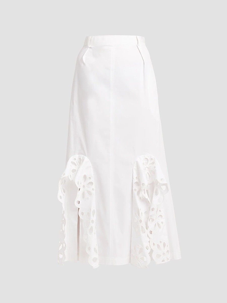 MOSCHINO Women's Eyelet-Trim Stretch-Cotton Midi Skirt