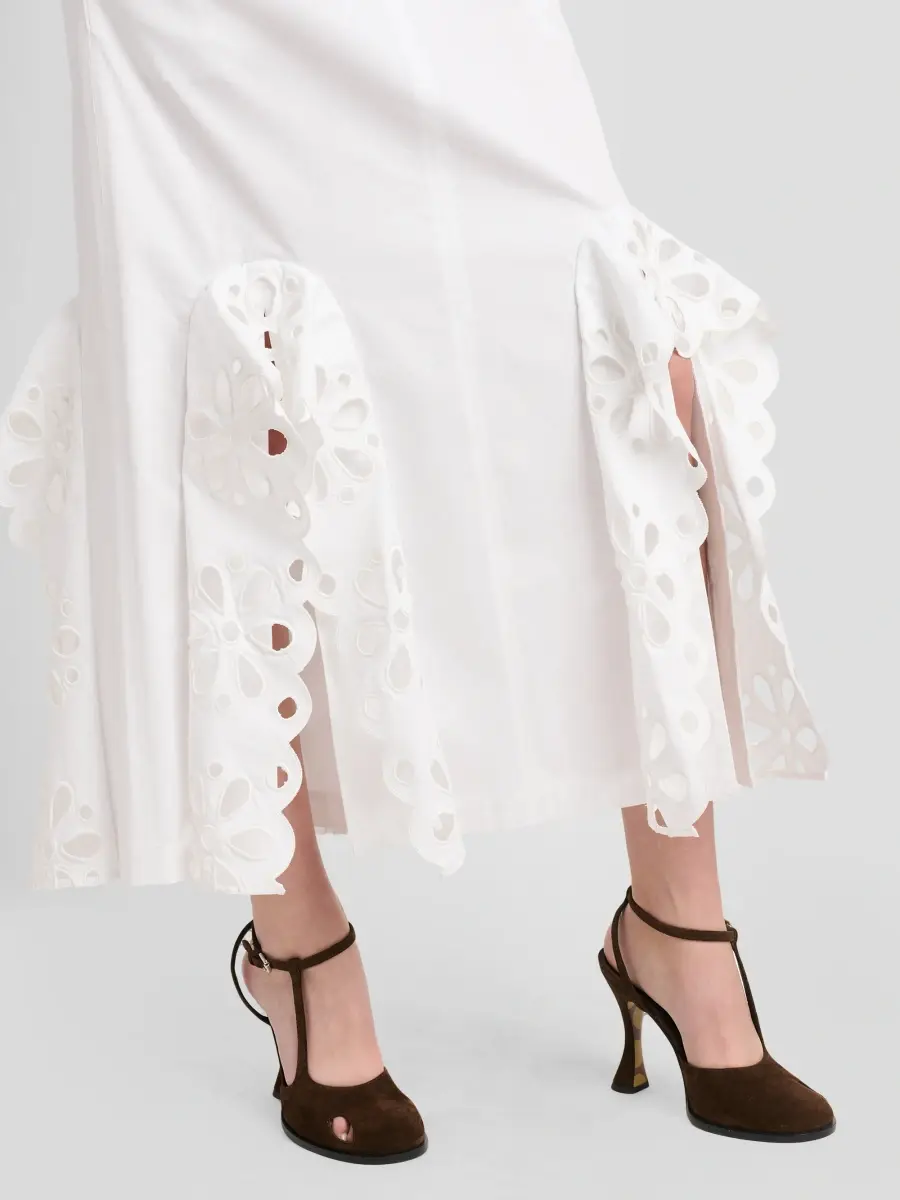MOSCHINO Women's Eyelet-Trim Stretch-Cotton Midi Skirt | Thumbnail 5 MOSCHINO Women's Eyelet-Trim Stretch-Cotton Midi Skirt | Thumbnail 5