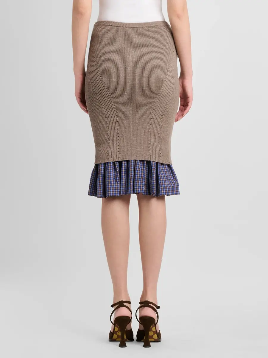 MOSCHINO Women's Contrast-Hem Rib-Knit Wool Pencil Skirt | Thumbnail 3 MOSCHINO Women's Contrast-Hem Rib-Knit Wool Pencil Skirt | Thumbnail 3