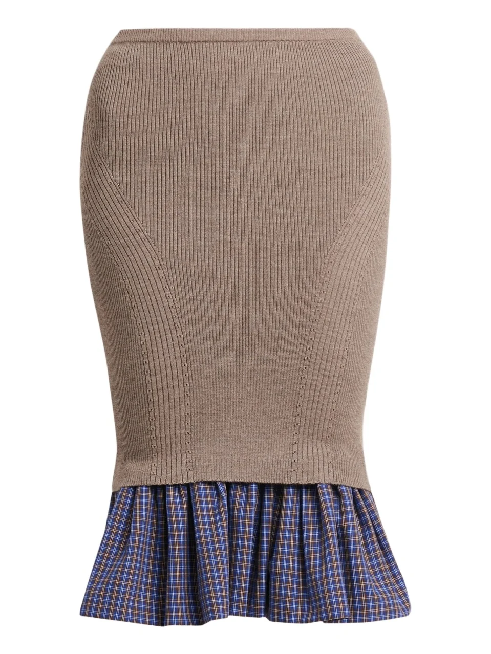 Women's Contrast-Hem Rib-Knit Wool Pencil Skirt Women's Contrast-Hem Rib-Knit Wool Pencil Skirt