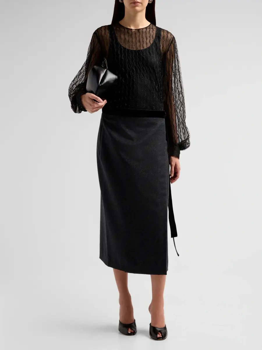 Alberta Ferretti Women's Wool Midi Skirt | Thumbnail 2 Alberta Ferretti Women's Wool Midi Skirt | Thumbnail 2