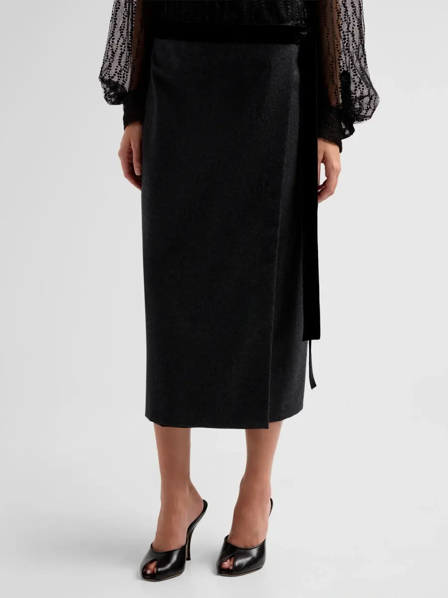 Alberta Ferretti Women's Wool Midi Skirt | Thumbnail 4 Alberta Ferretti Women's Wool Midi Skirt | Thumbnail 4