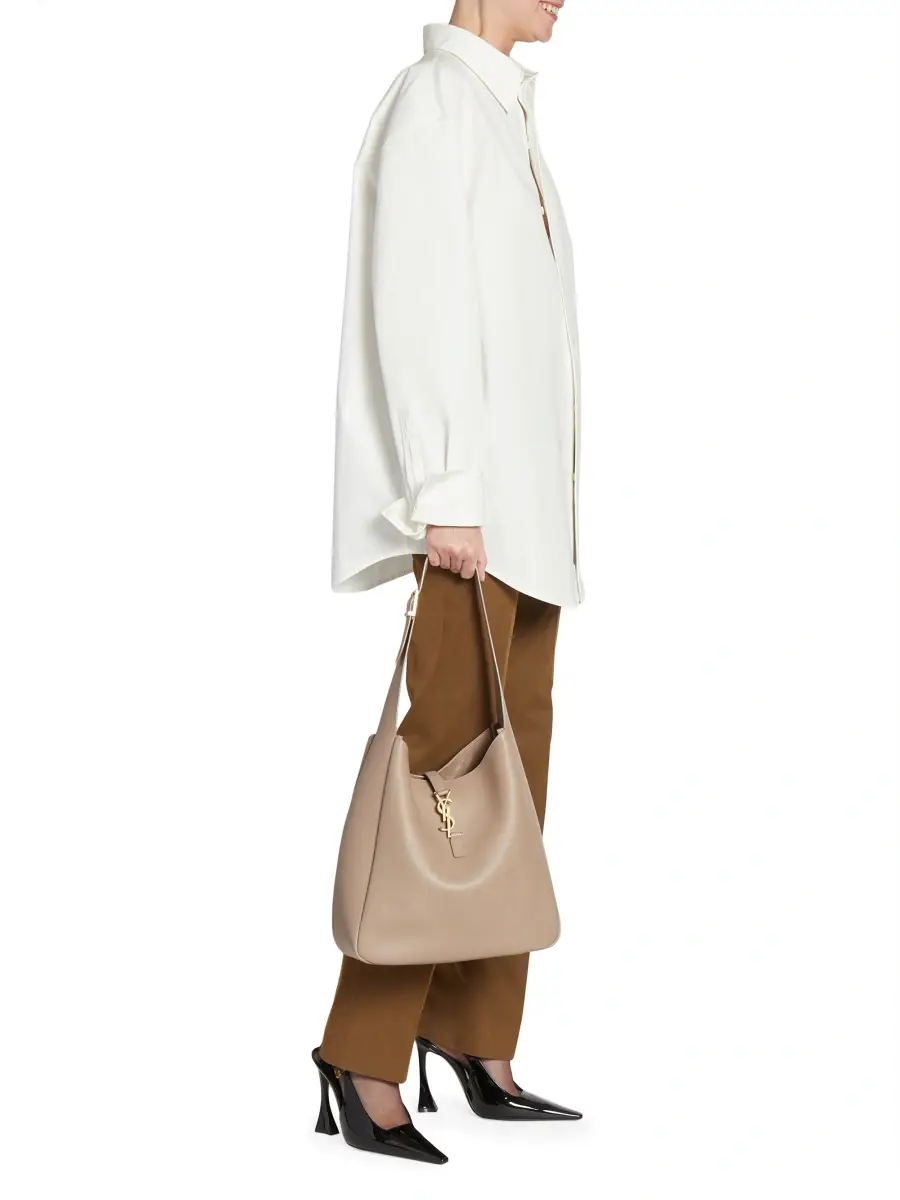 Saint Laurent Women's Le 5 à 7 Supple Large Shoulder Bag in Smooth Leather - Dusty Grey | Thumbnail 2 Saint Laurent Women's Le 5 à 7 Supple Large Shoulder Bag in Smooth Leather - Dusty Grey | Thumbnail 2