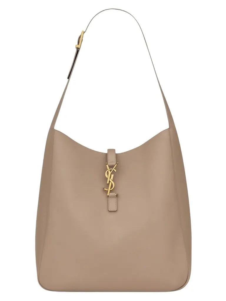 Women's Le 5 à 7 Supple Large Shoulder Bag in Smooth Leather - Dusty Grey Women's Le 5 à 7 Supple Large Shoulder Bag in Smooth Leather - Dusty Grey