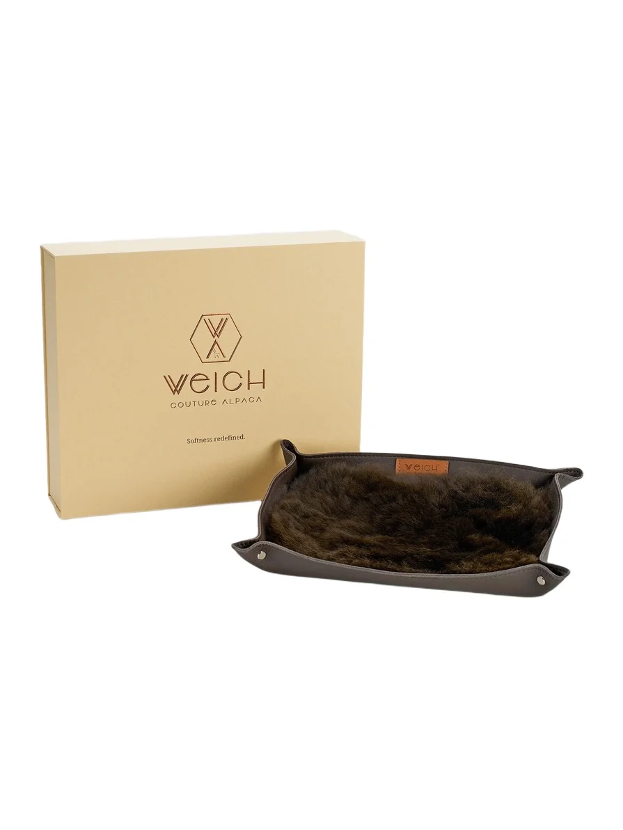 Weich Couture Alpaca Todo Leather & Alpaca Fur Rectangular Catchall Tray