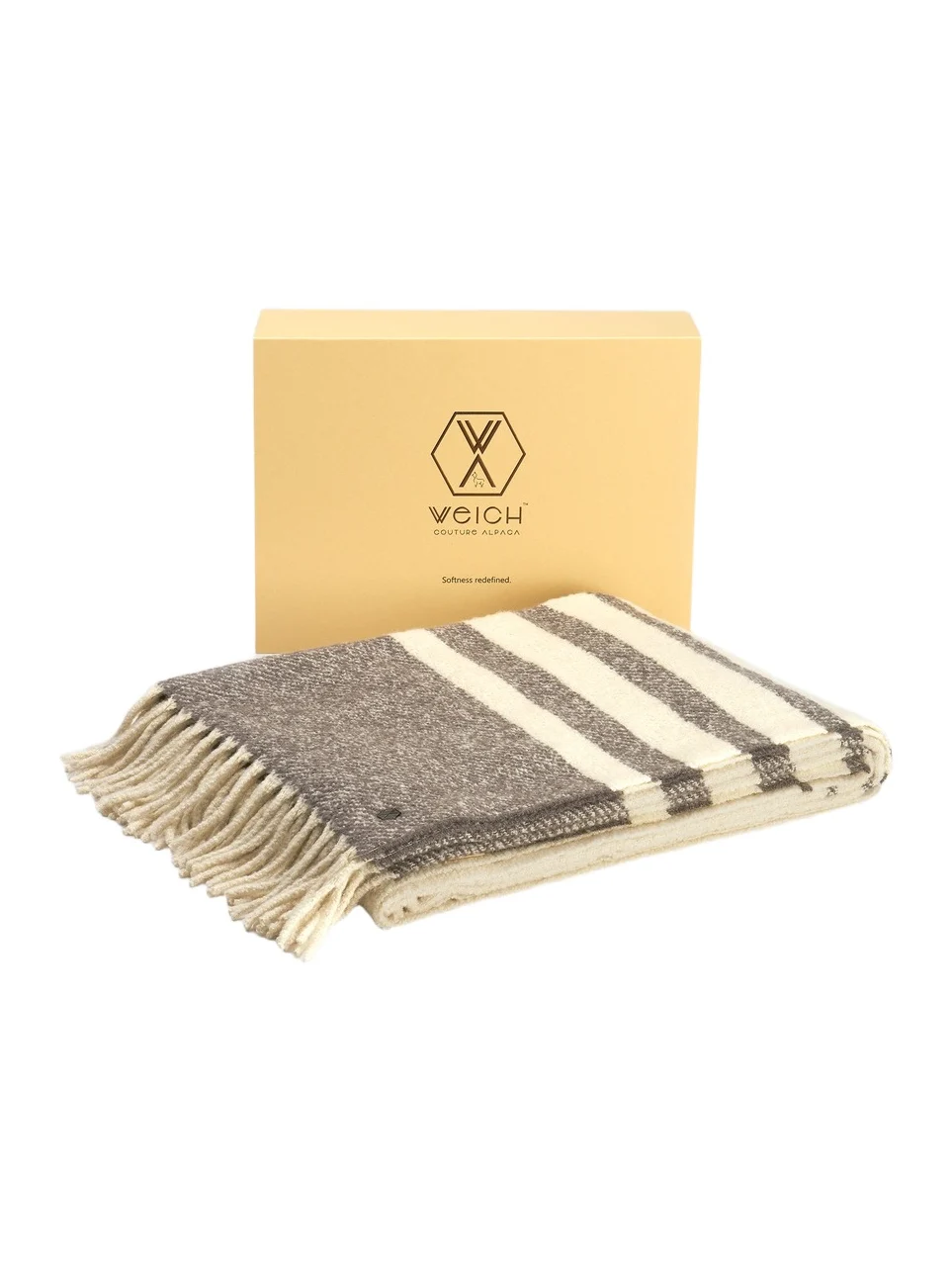 Weich Couture Alpaca Mullida Striped Alpaca Wool & Silk Blanket - Grey