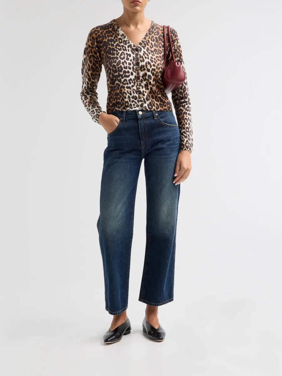 Ganni Women's Leopard-Print Wool Cardigan | Thumbnail 2 Ganni Women's Leopard-Print Wool Cardigan | Thumbnail 2