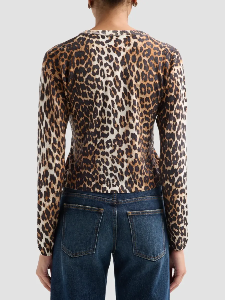 Ganni Women's Leopard-Print Wool Cardigan | Thumbnail 3 Ganni Women's Leopard-Print Wool Cardigan | Thumbnail 3