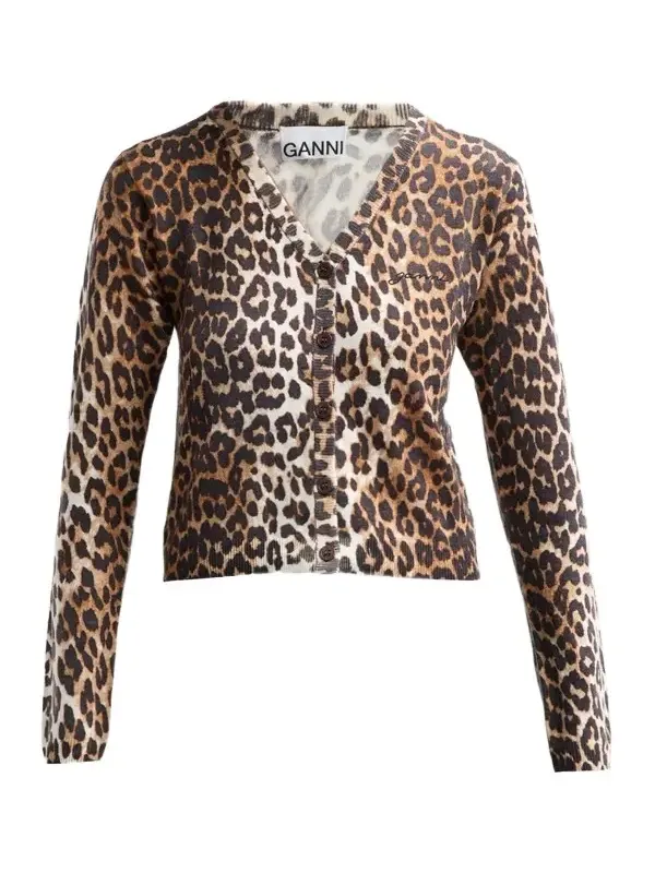 Women's Leopard-Print Wool Cardigan