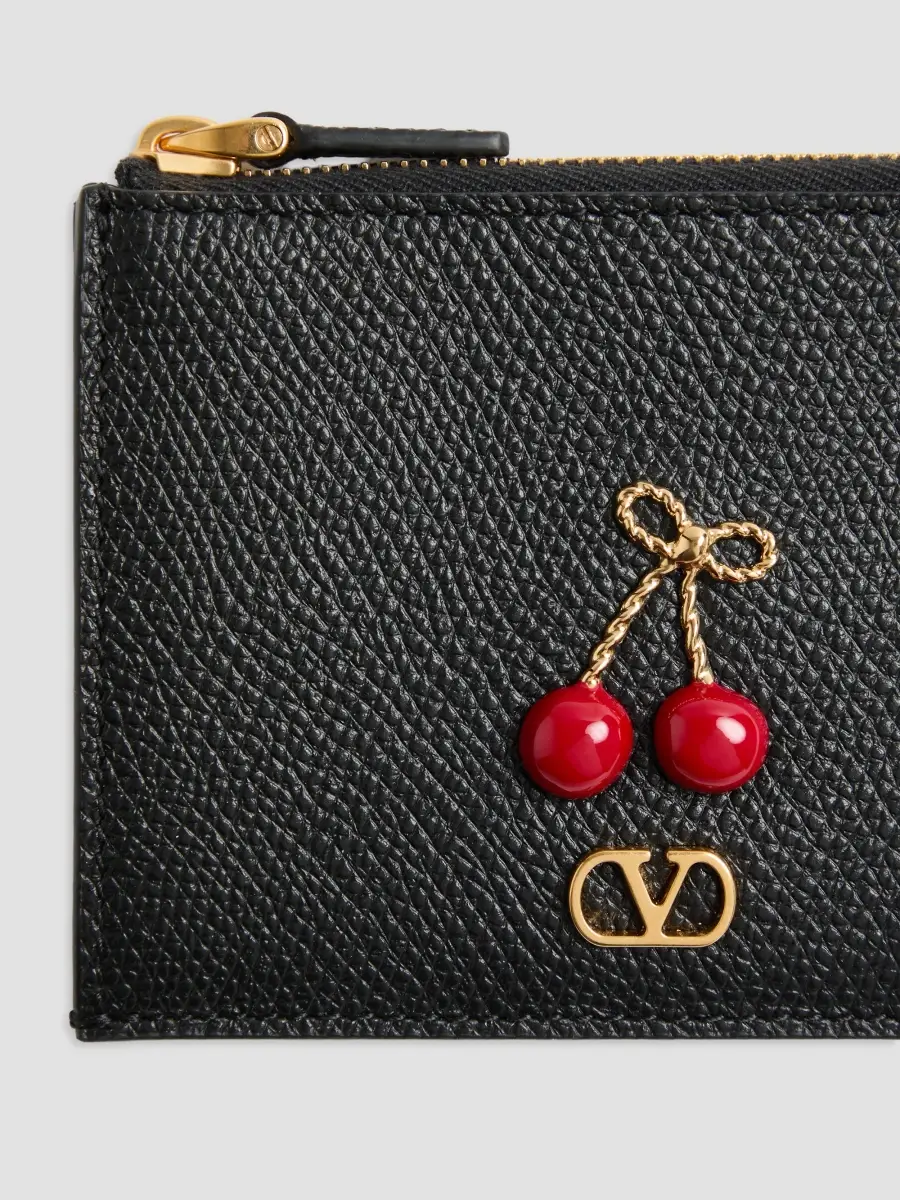 Valentino Women's Cherryfic Grainy Calfskin Cardholder | Thumbnail 3