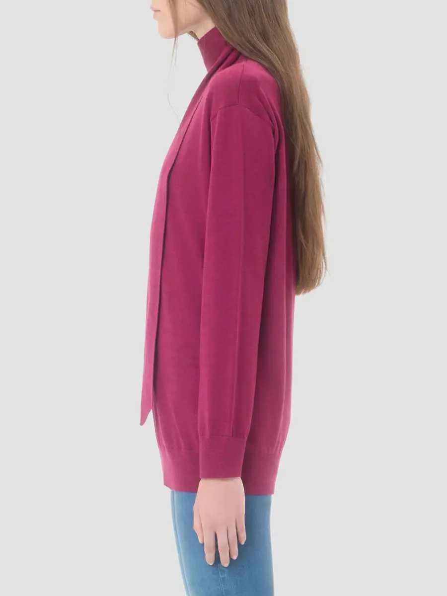 Valentino Women's Wool Sweater with Scarf - Raspberry | Thumbnail 4 Valentino Women's Wool Sweater with Scarf - Raspberry | Thumbnail 4