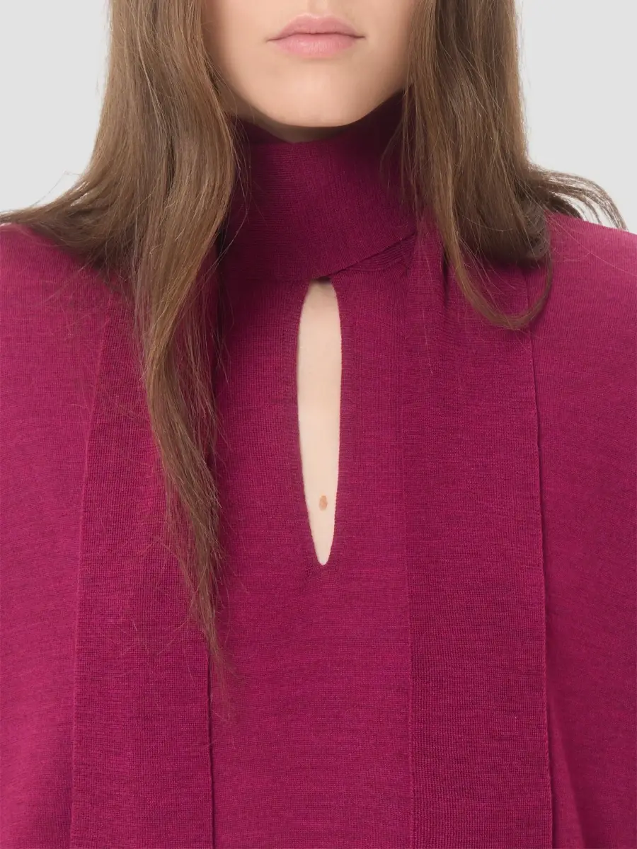 Valentino Women's Wool Sweater with Scarf - Raspberry | Thumbnail 6 Valentino Women's Wool Sweater with Scarf - Raspberry | Thumbnail 6