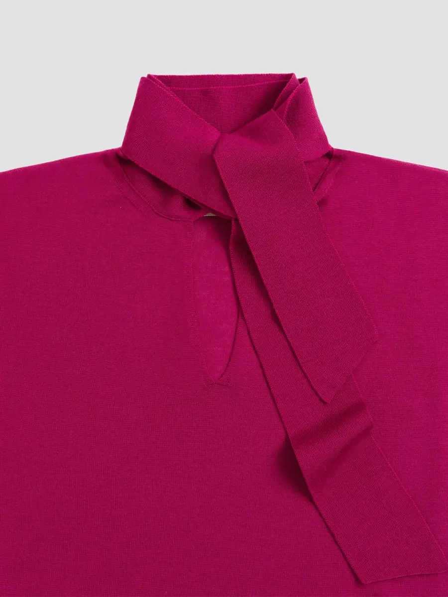 Valentino Women's Wool Sweater with Scarf - Raspberry | Thumbnail 7 Valentino Women's Wool Sweater with Scarf - Raspberry | Thumbnail 7
