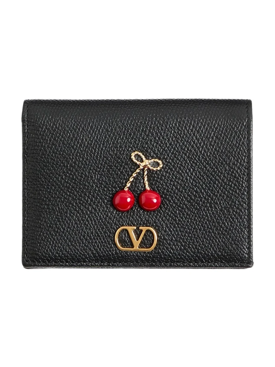 Valentino Women's Cherryfic Wallet in Grainy Calfskin - Black