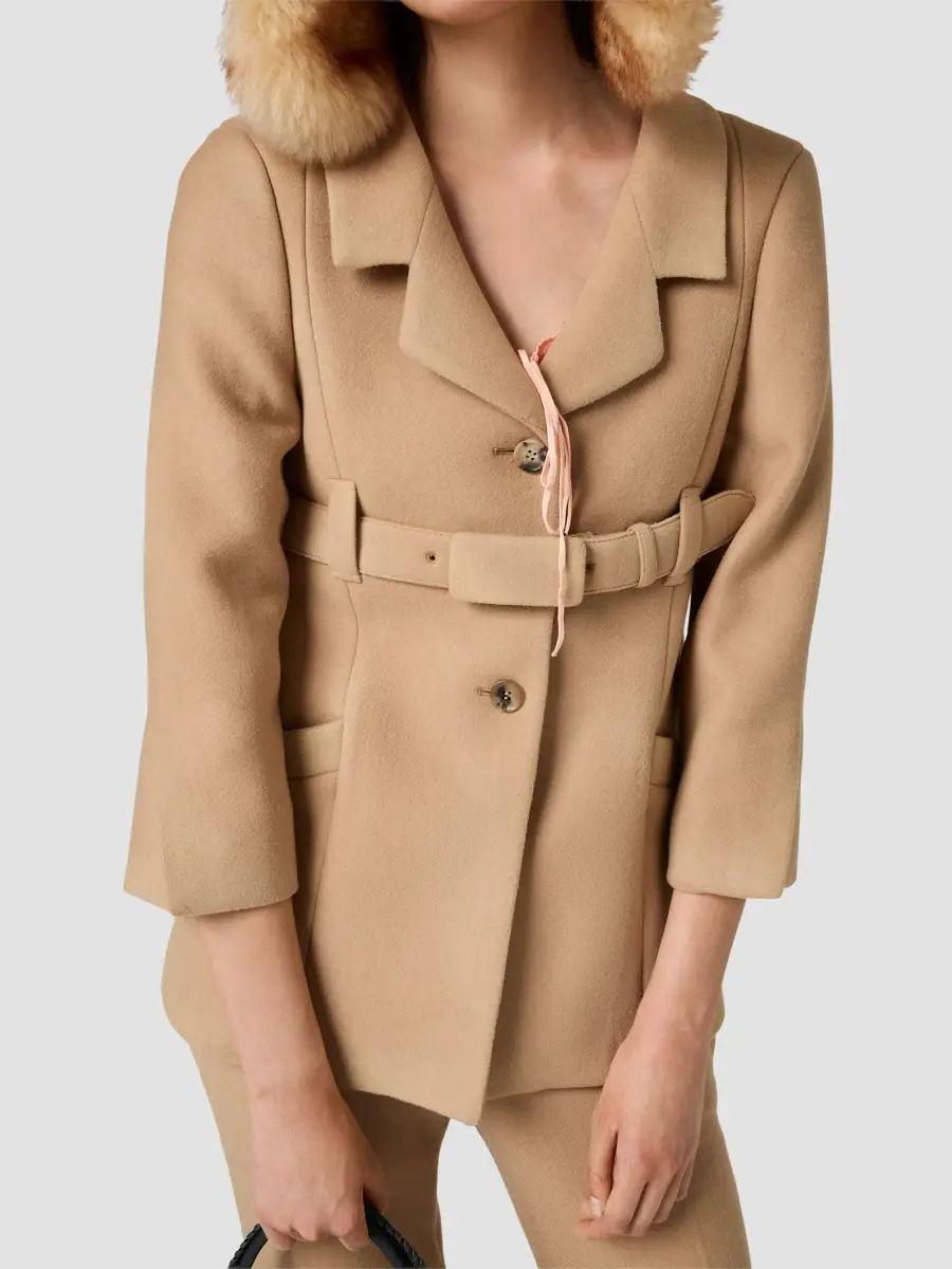 Miu Miu Women's Single-Breasted Double Wool Coat | Thumbnail 3