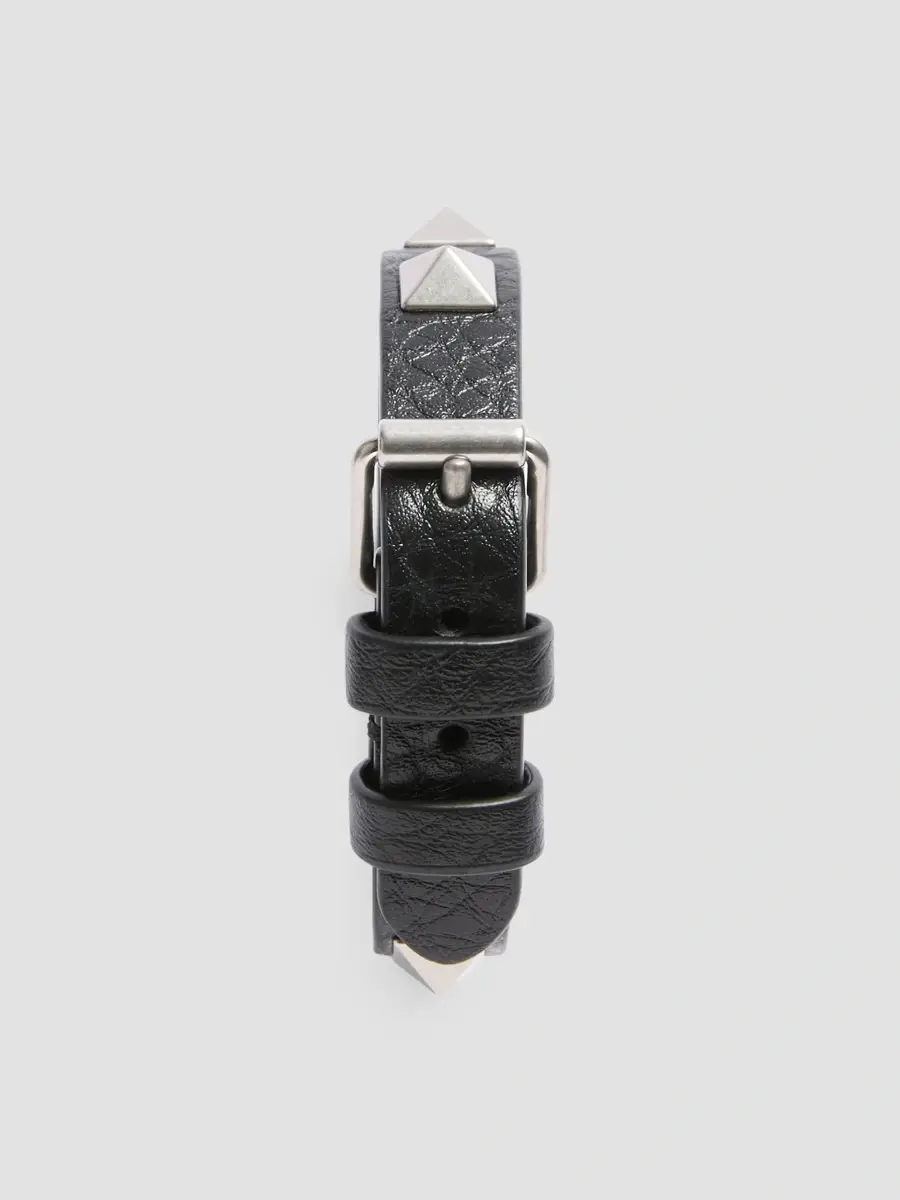 Valentino Women's Rockstud Leather Bracelet with Ruthenium Studs - Black | Thumbnail 4