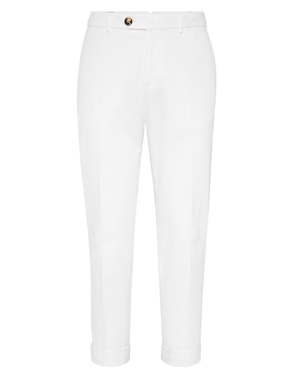Brunello Cucinelli Men's Garment-Dyed Italian Fit Trousers In Twisted Cotton Gabardine