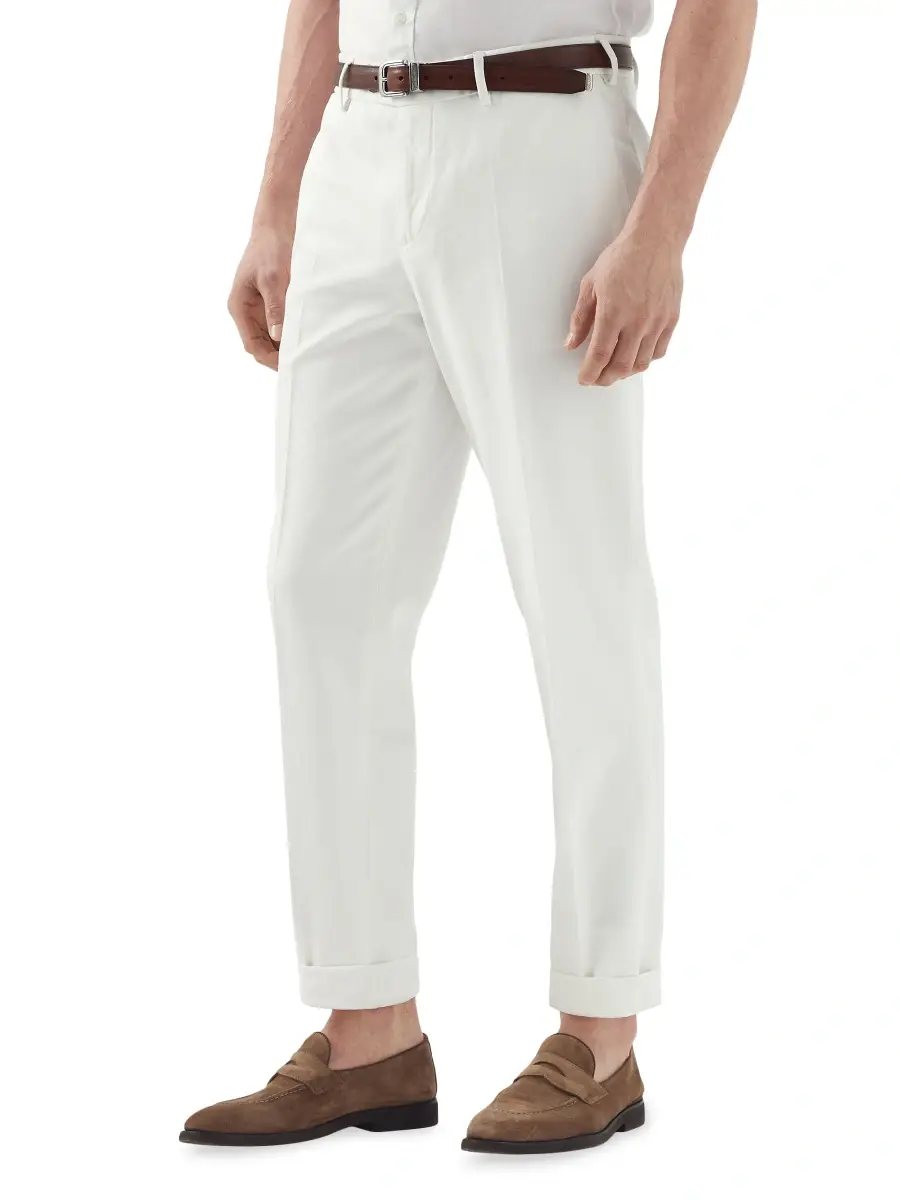Brunello Cucinelli Men's Garment-Dyed Italian Fit Trousers In Twisted Cotton Gabardine | Thumbnail 2