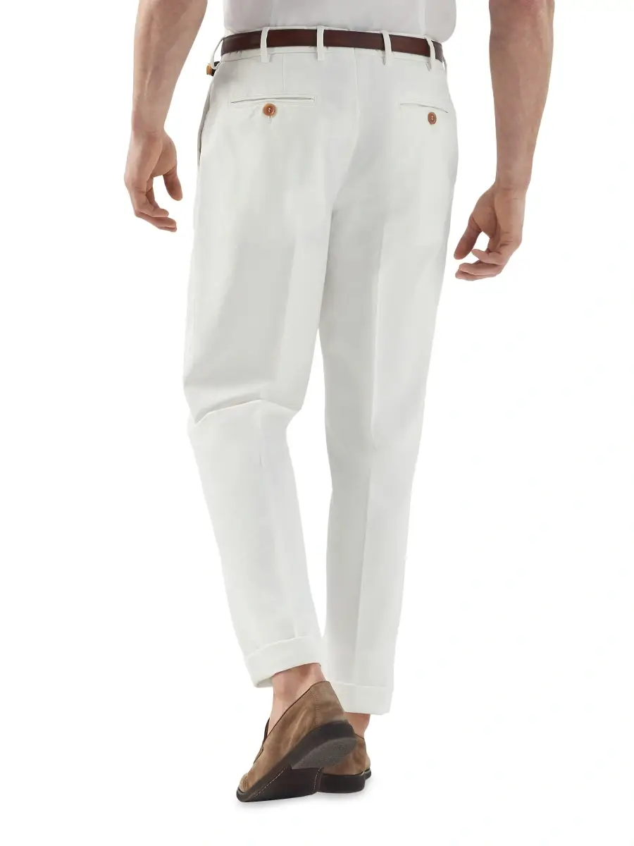 Brunello Cucinelli Men's Garment-Dyed Italian Fit Trousers In Twisted Cotton Gabardine | Thumbnail 3
