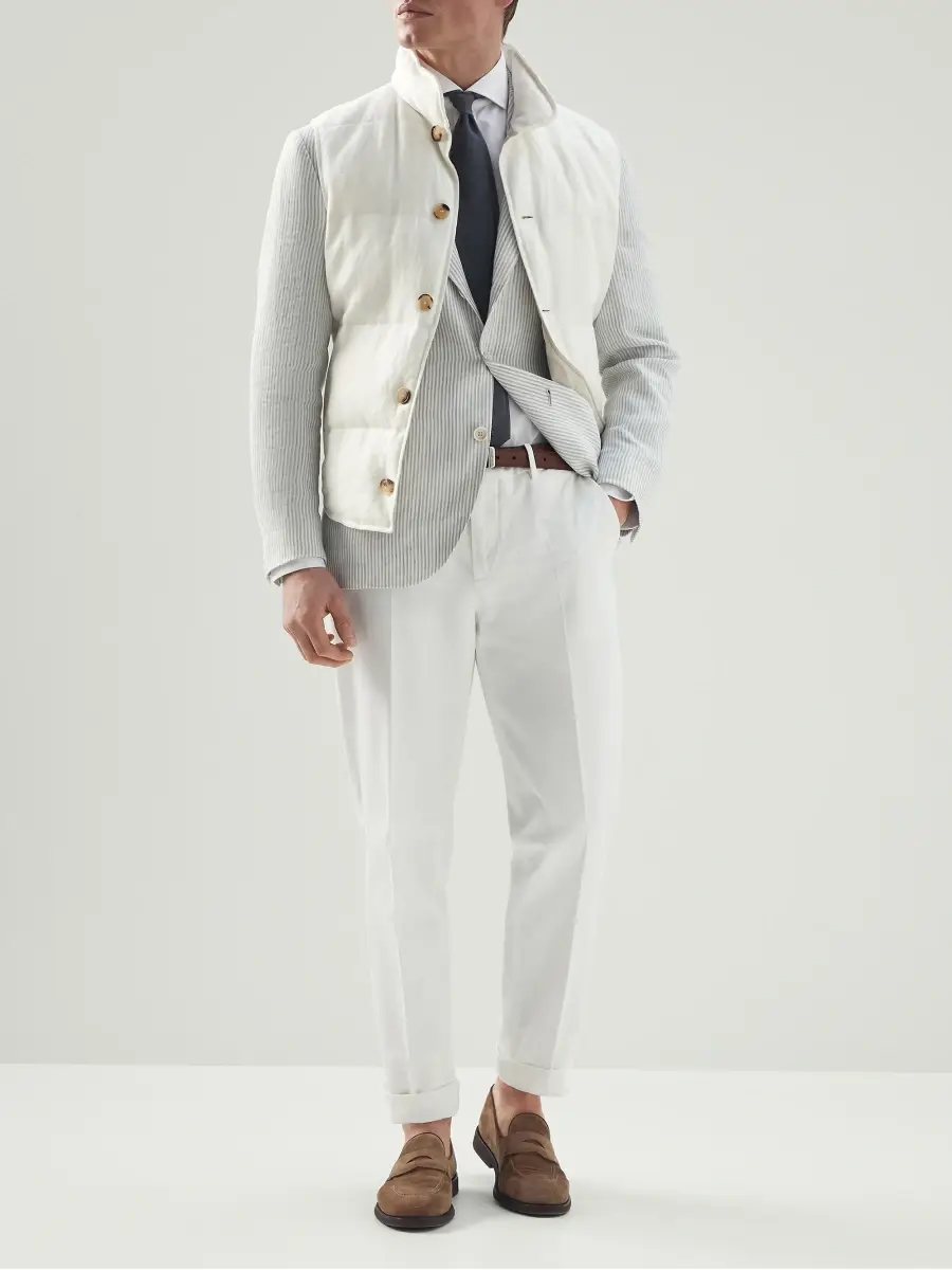 Brunello Cucinelli Men's Garment-Dyed Italian Fit Trousers In Twisted Cotton Gabardine | Thumbnail 5
