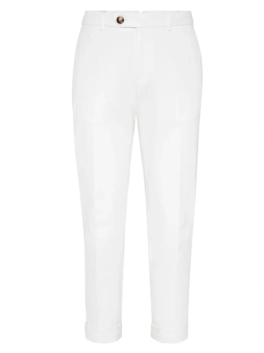 Brunello Cucinelli Men's Garment-Dyed Italian Fit Trousers In Twisted Cotton Gabardine