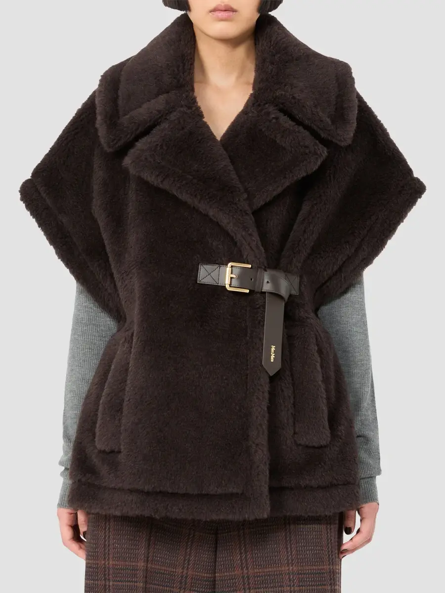 Max Mara Women's Cape in Alpaca and Wool Teddy Fabric | Thumbnail 3