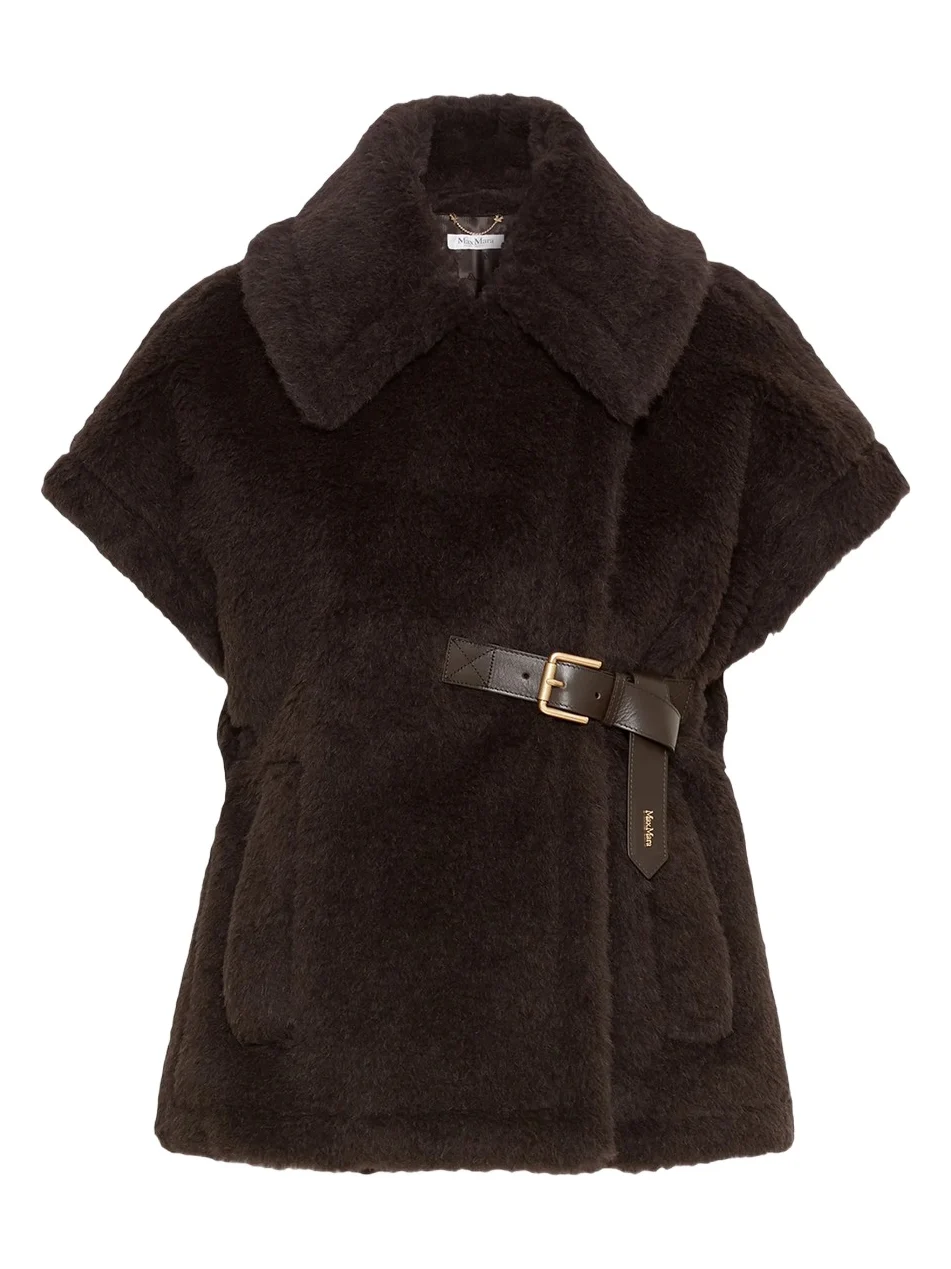 Women's Cape in Alpaca and Wool Teddy Fabric