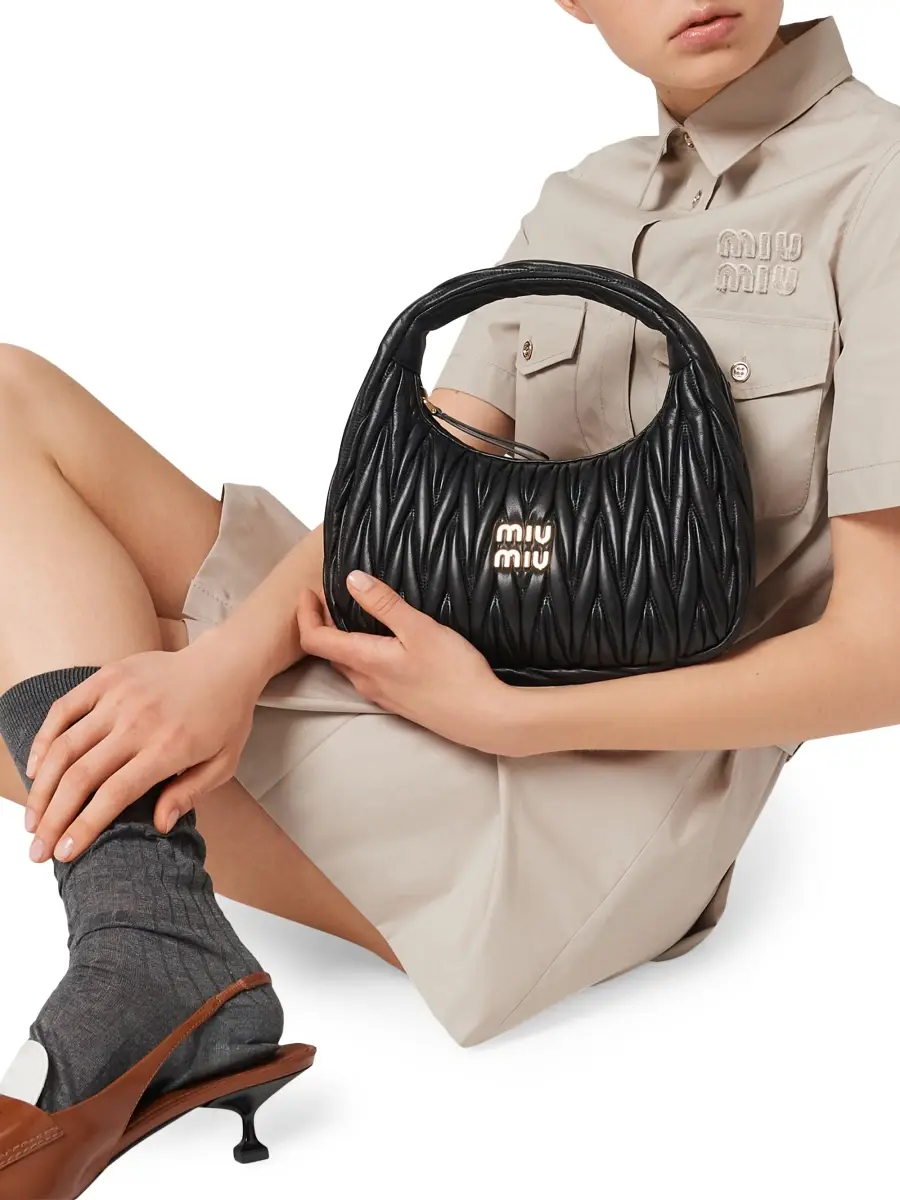 Miu Miu Women's Wander Matelassé Nappa Leather Top Handle Bag | Thumbnail 4 Miu Miu Women's Wander Matelassé Nappa Leather Top Handle Bag | Thumbnail 4
