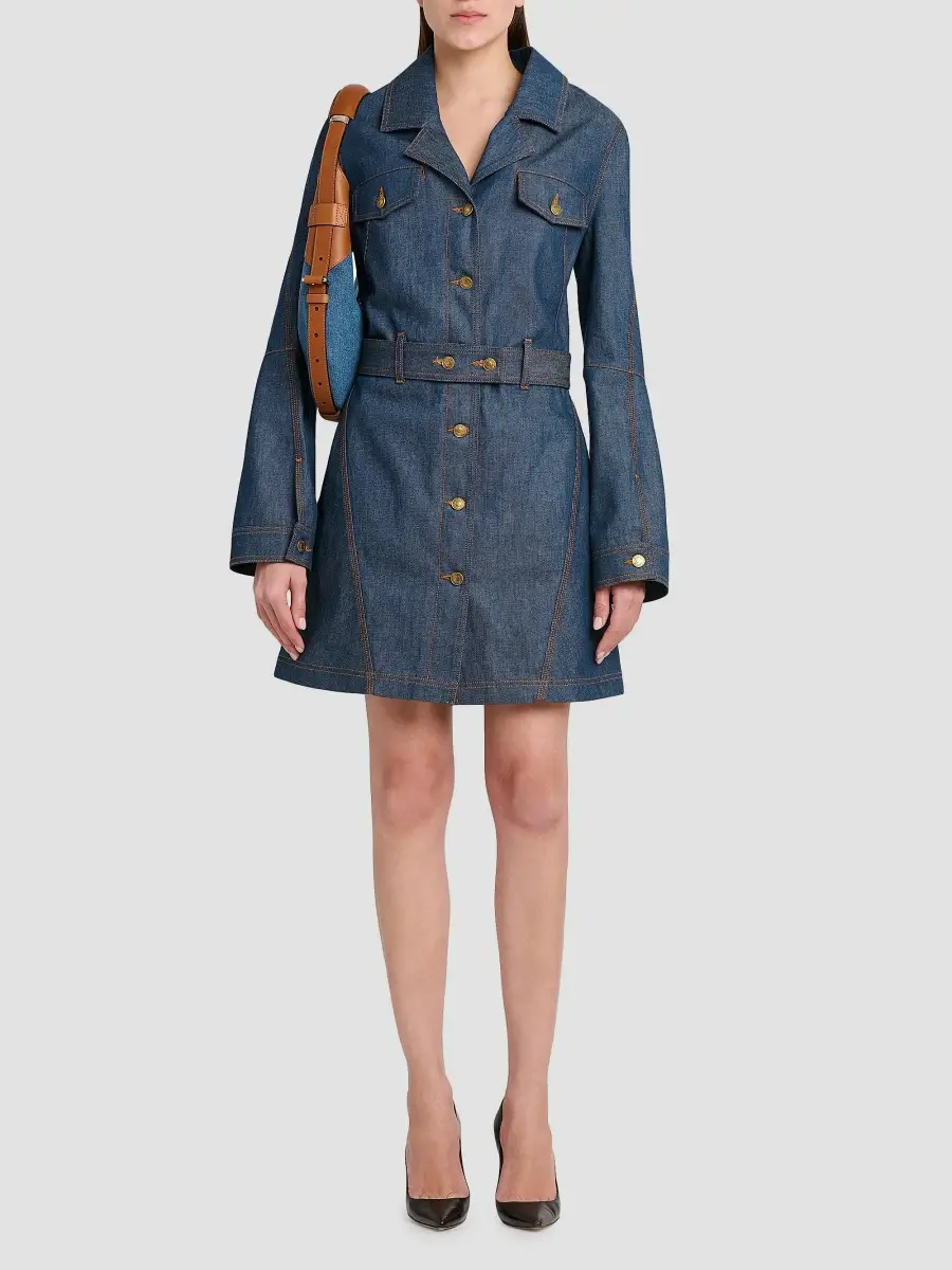 MOSCHINO Women's Handle Me Denim Saddle Bag | Thumbnail 2