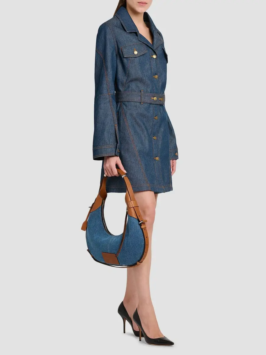 MOSCHINO Women's Handle Me Denim Saddle Bag | Thumbnail 3