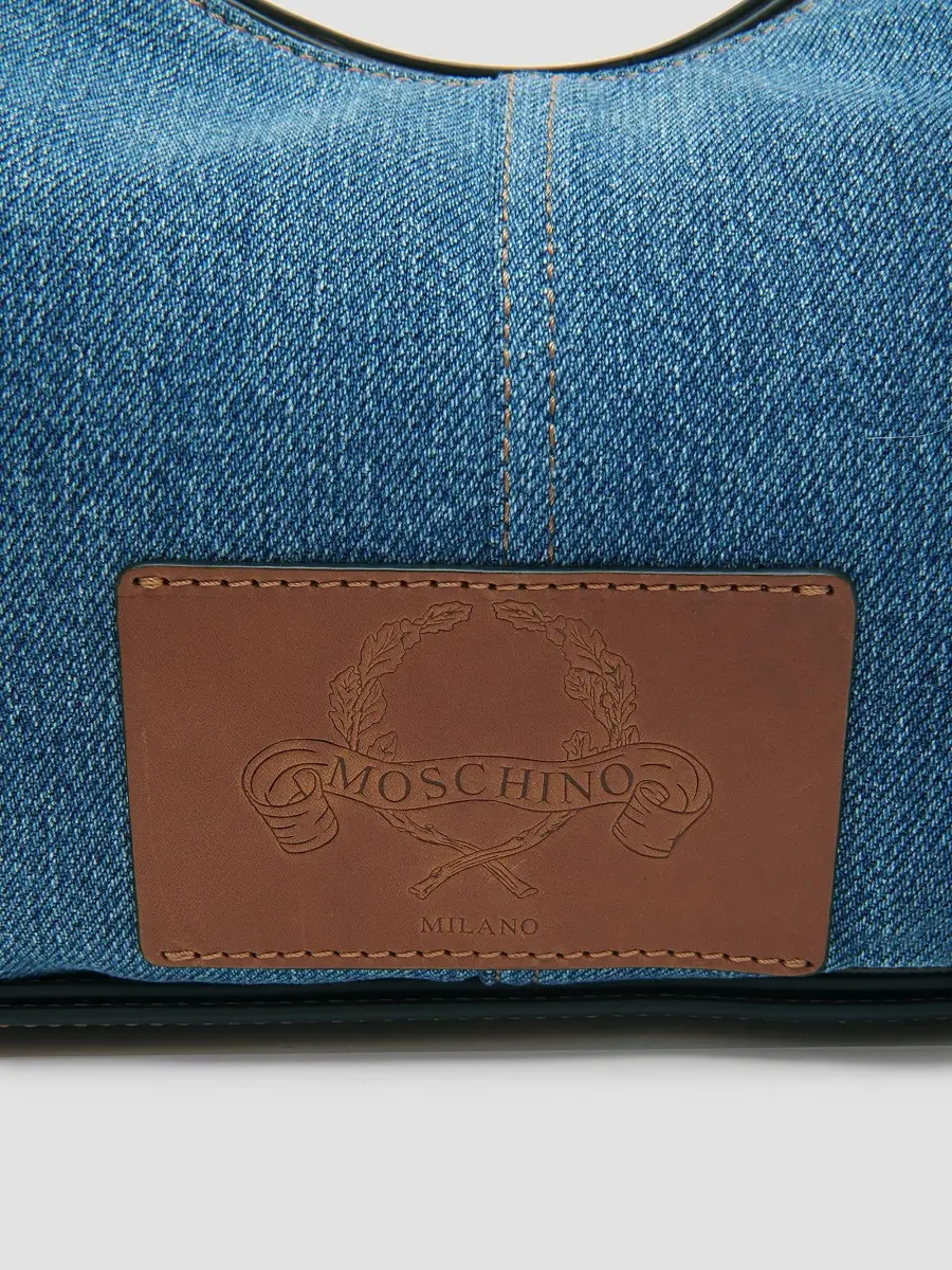 MOSCHINO Women's Handle Me Denim Saddle Bag | Thumbnail 4