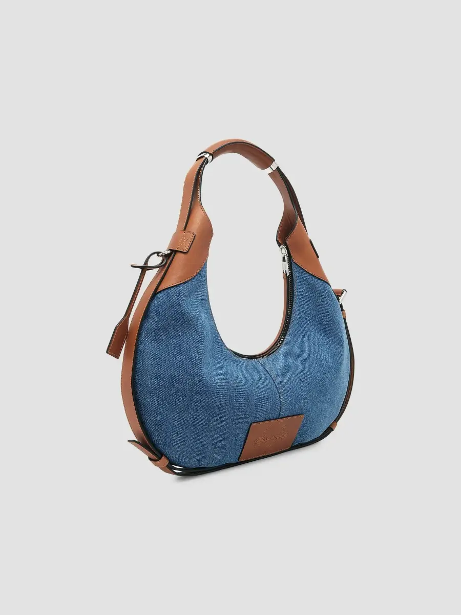 MOSCHINO Women's Handle Me Denim Saddle Bag | Thumbnail 5