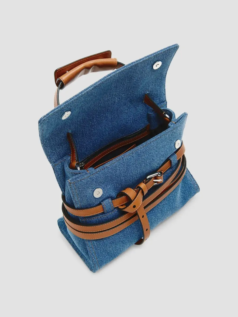 MOSCHINO Women's Tie Me Denim Top Handle Bag | Thumbnail 4