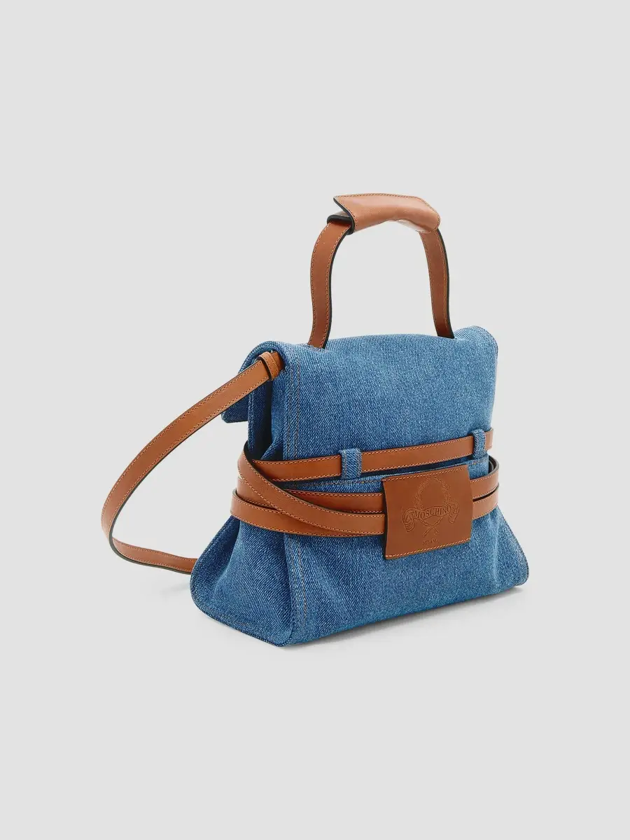 MOSCHINO Women's Tie Me Denim Top Handle Bag | Thumbnail 7