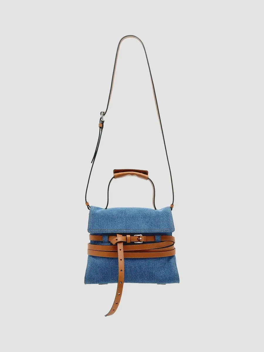 MOSCHINO Women's Tie Me Denim Top Handle Bag | Thumbnail 8