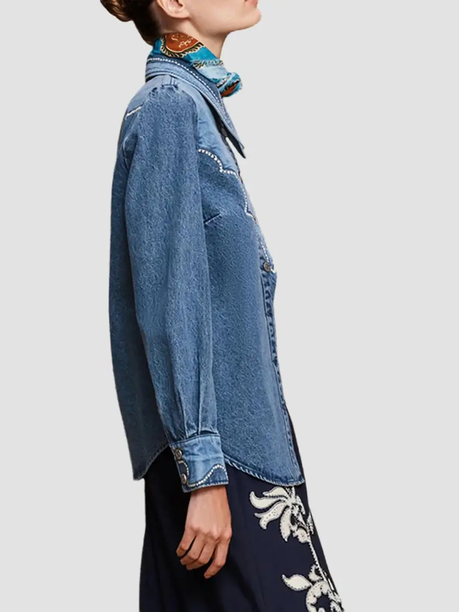 ALÉMAIS Women's Jesse Patchwork Denim Shirt | Thumbnail 4 ALÉMAIS Women's Jesse Patchwork Denim Shirt | Thumbnail 4