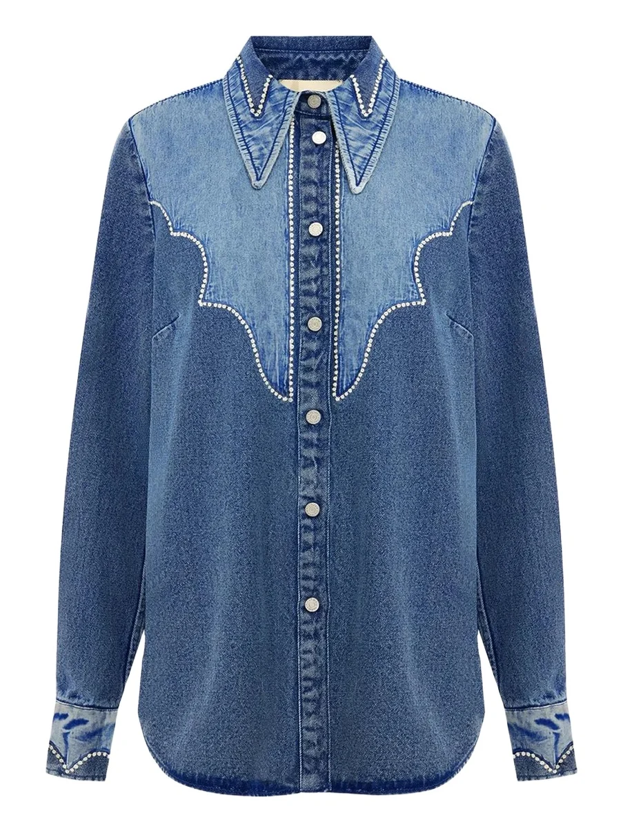 ALÉMAIS Women's Jesse Patchwork Denim Shirt
