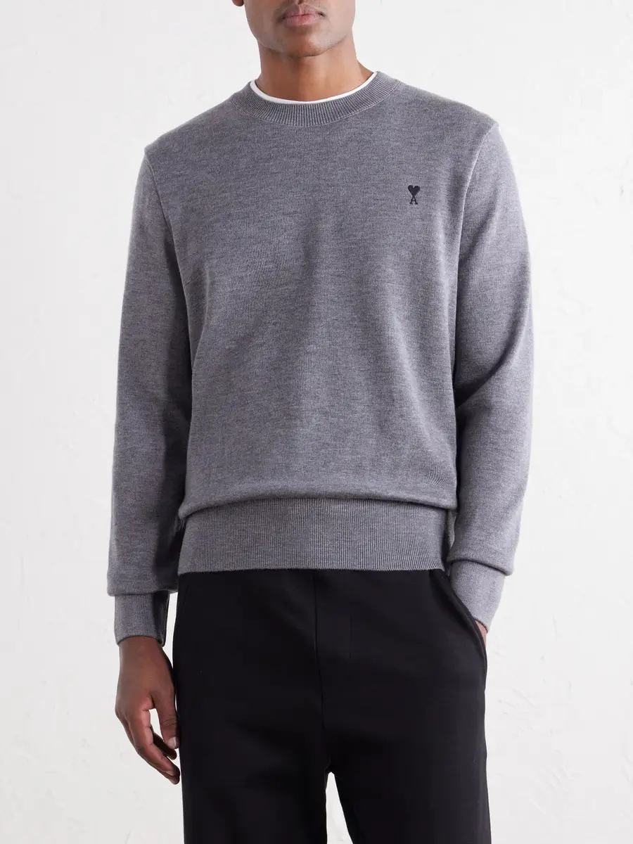 AMI PARIS ADC Logo-Embroidered Merino Wool Sweater - Men | Thumbnail 3 AMI PARIS ADC Logo-Embroidered Merino Wool Sweater - Men | Thumbnail 3