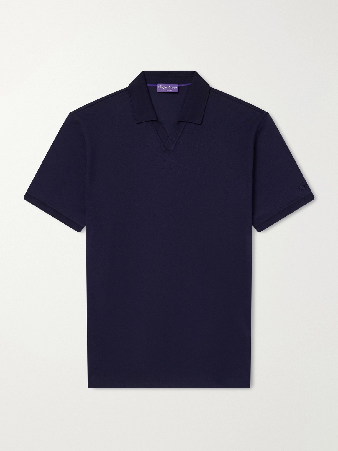 Ralph Lauren Purple Label Johnny-Collar Cotton and Cashmere-Blend Piqué Polo Shirt - Men