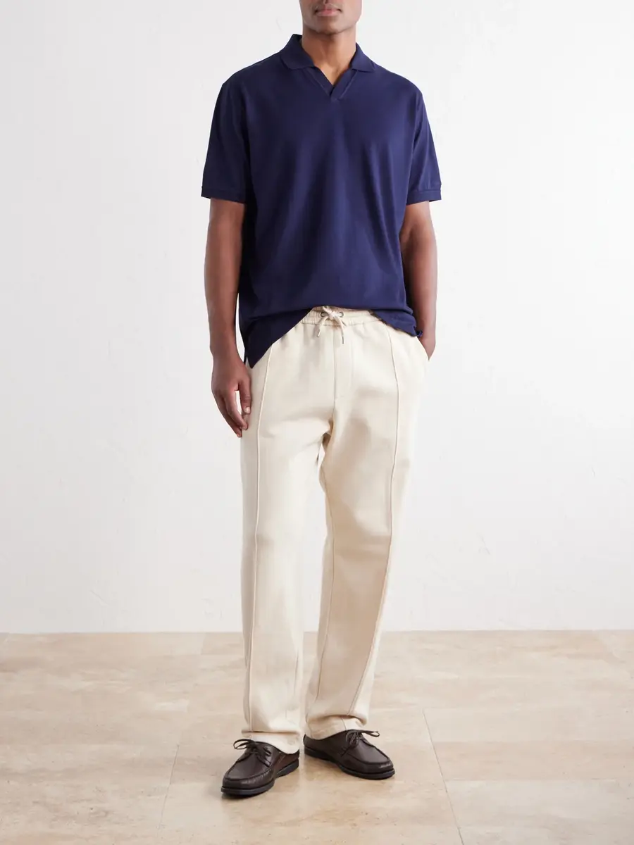 Ralph Lauren Purple Label Johnny-Collar Cotton and Cashmere-Blend Piqué Polo Shirt - Men | Thumbnail 2 Ralph Lauren Purple Label Johnny-Collar Cotton and Cashmere-Blend Piqué Polo Shirt - Men | Thumbnail 2