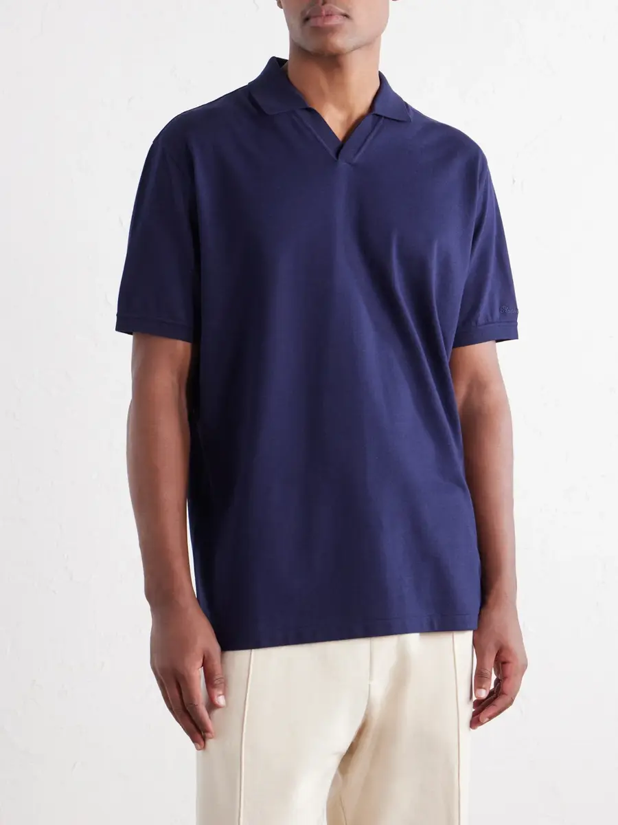 Ralph Lauren Purple Label Johnny-Collar Cotton and Cashmere-Blend Piqué Polo Shirt - Men | Thumbnail 3 Ralph Lauren Purple Label Johnny-Collar Cotton and Cashmere-Blend Piqué Polo Shirt - Men | Thumbnail 3