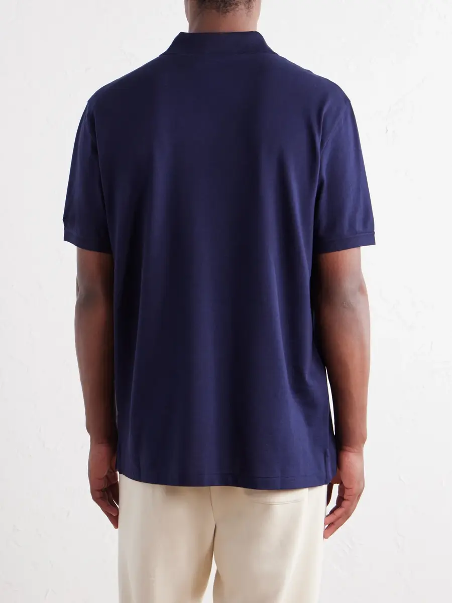 Ralph Lauren Purple Label Johnny-Collar Cotton and Cashmere-Blend Piqué Polo Shirt - Men | Thumbnail 4 Ralph Lauren Purple Label Johnny-Collar Cotton and Cashmere-Blend Piqué Polo Shirt - Men | Thumbnail 4