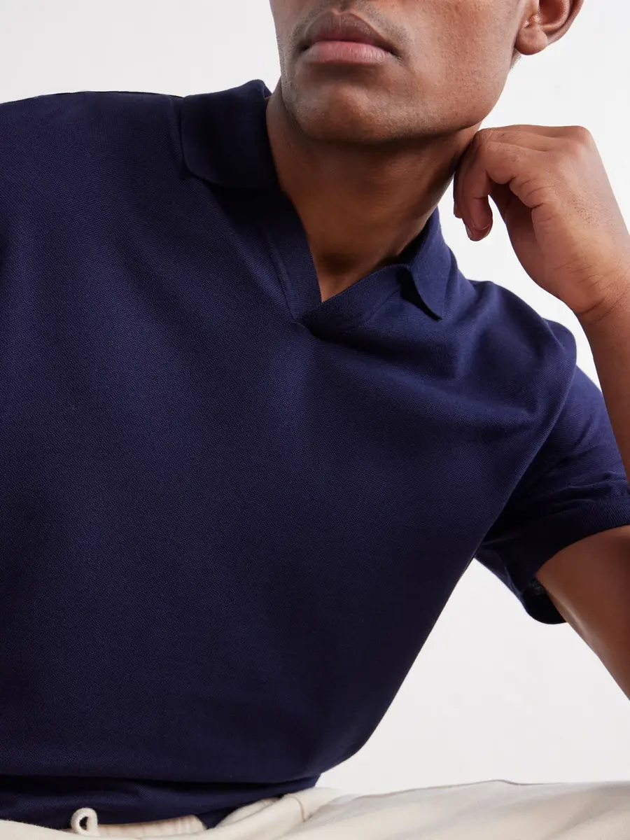 Ralph Lauren Purple Label Johnny-Collar Cotton and Cashmere-Blend Piqué Polo Shirt - Men | Thumbnail 5 Ralph Lauren Purple Label Johnny-Collar Cotton and Cashmere-Blend Piqué Polo Shirt - Men | Thumbnail 5